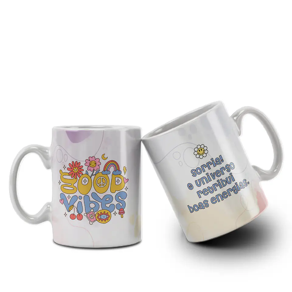4 Artes para Caneca Good Vibes Arquivo em Png  1