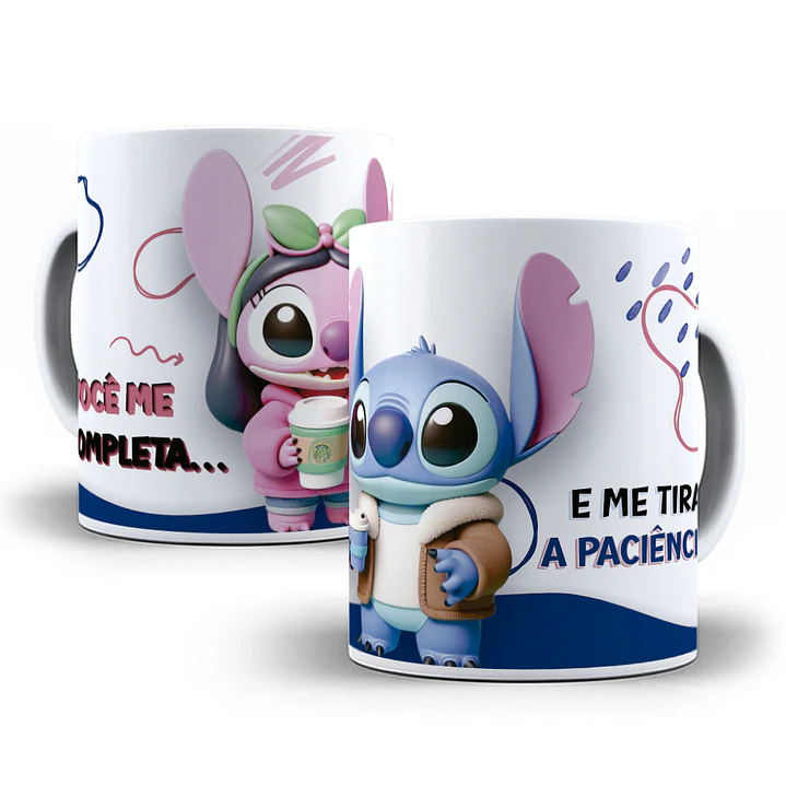 8 Artes para Caneca Dia dos Namorados Stitch Arquivo Editável 3