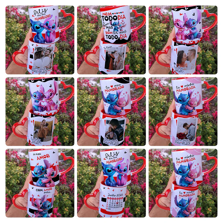 17 Artes para Caneca Dia dos Namorados Stitch Arquivo Editável  2