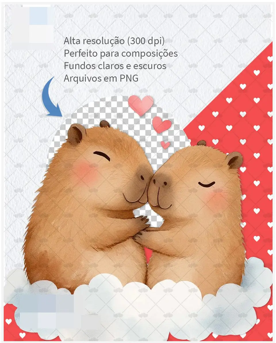 Kit Digital Capivara Apaixonada Dia dos Namorados Png   2