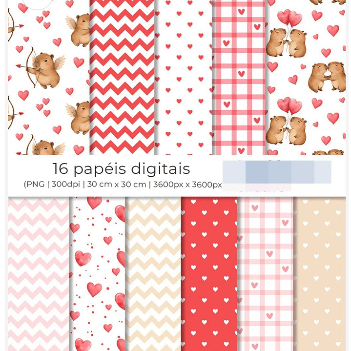 Kit Digital Capivara Apaixonada Dia dos Namorados Png   3