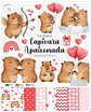 Kit Digital Capivara Apaixonada Dia dos Namorados Png   - Thumbnail 1