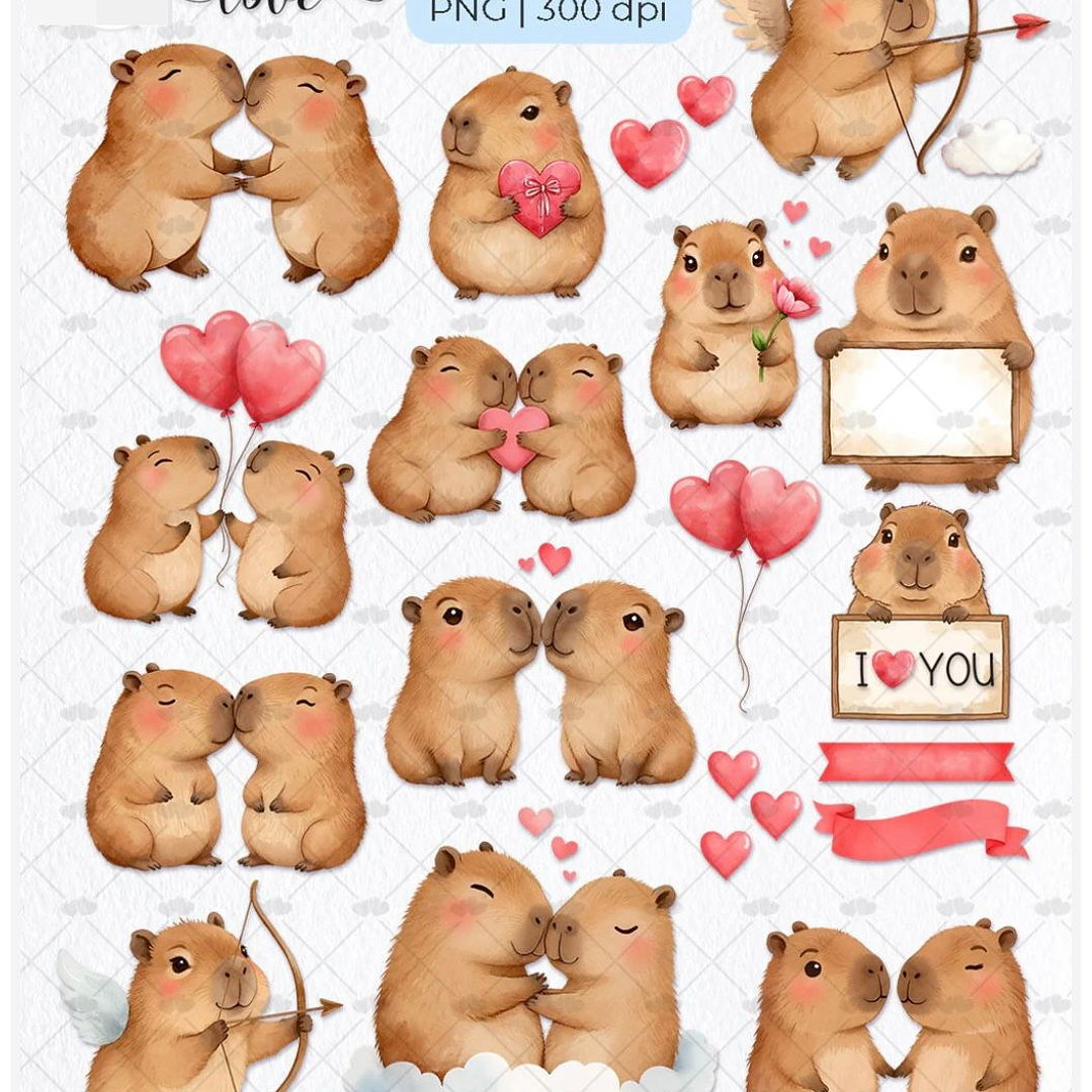 Kit Digital Capivara Apaixonada Dia dos Namorados Png   7