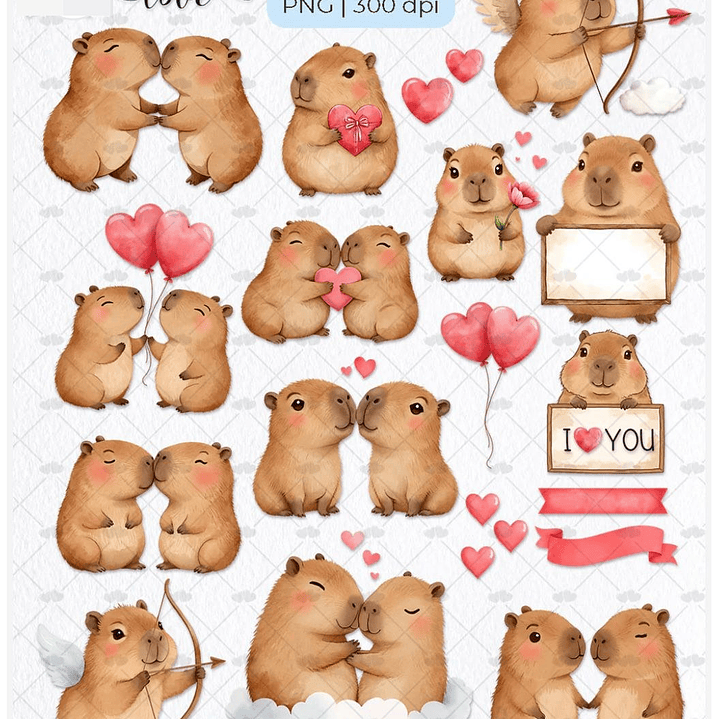 Kit Digital Capivara Apaixonada Dia dos Namorados Png   7