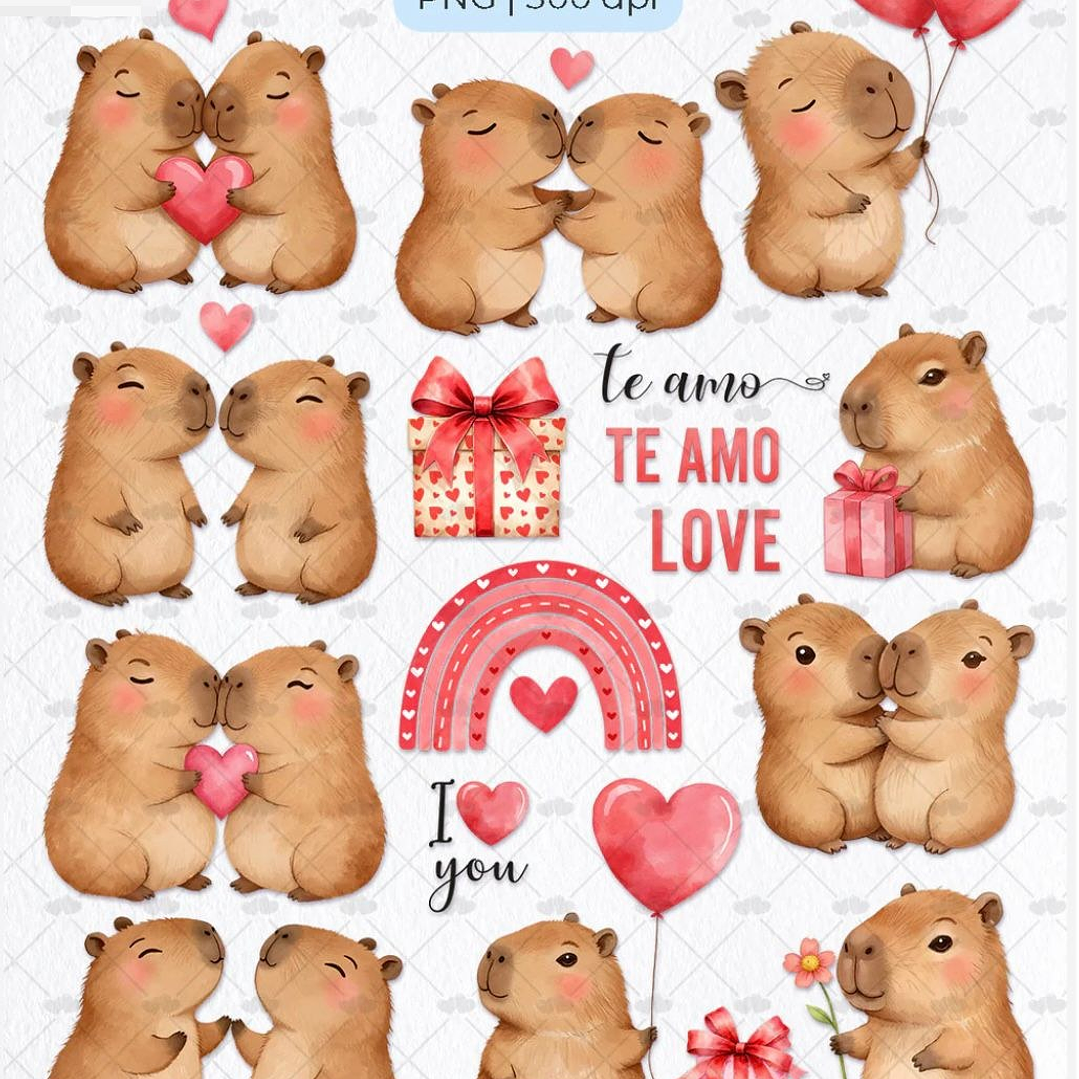 Kit Digital Capivara Apaixonada Dia dos Namorados Png   8