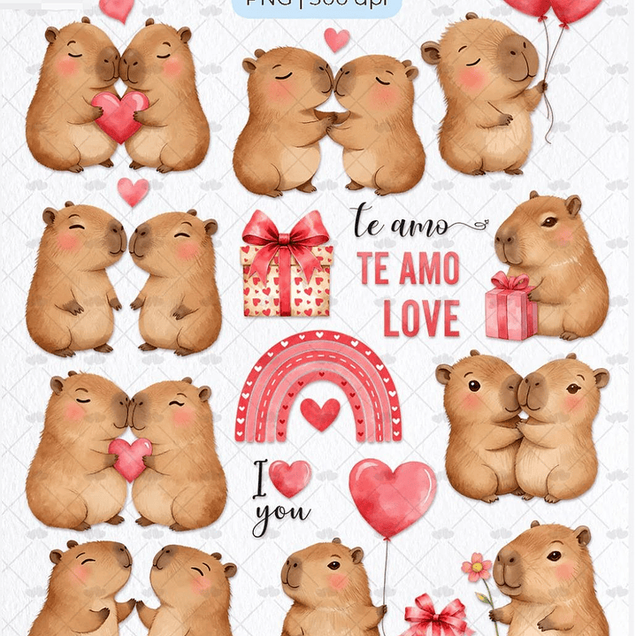 Kit Digital Capivara Apaixonada Dia dos Namorados Png   8