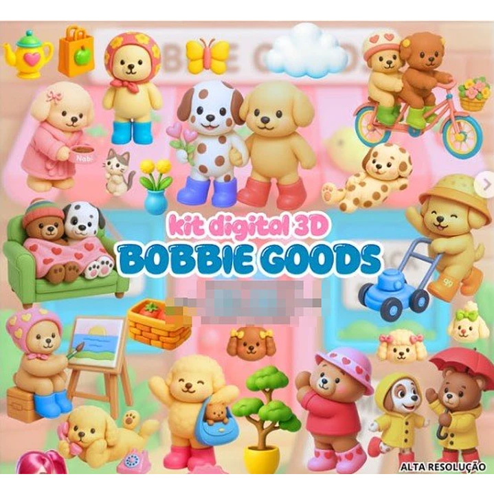 Kit Digital  Bobbie Goods 3D Arquivo em Png 1