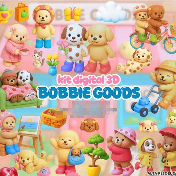 Kit Digital  Bobbie Goods 3D Arquivo em Png 1