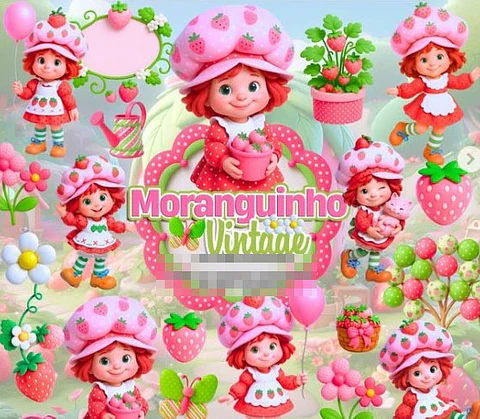 Kit Digital Moranguinho Vintage Arquivo em Png