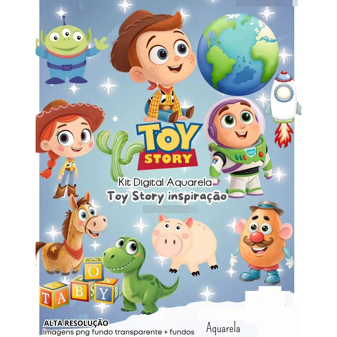 Kit Digital Toy Story Aquarela Arquivo em Png  1