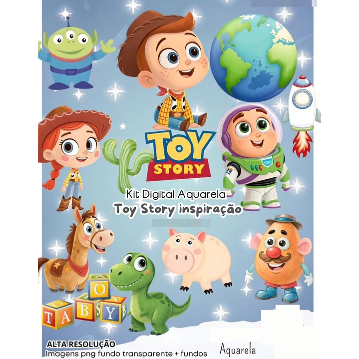 Kit Digital Toy Story Aquarela Arquivo em Png  1