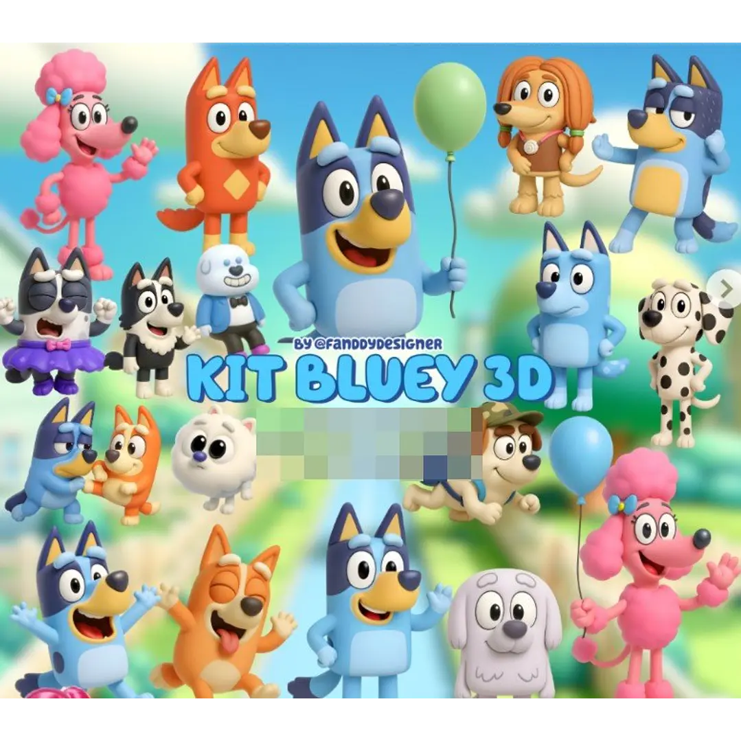 Kit Digital Blue 3D Arquivo em Png 1