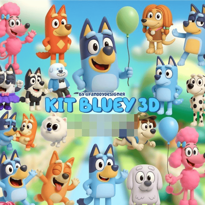 Kit Digital Blue 3D Arquivo em Png 1