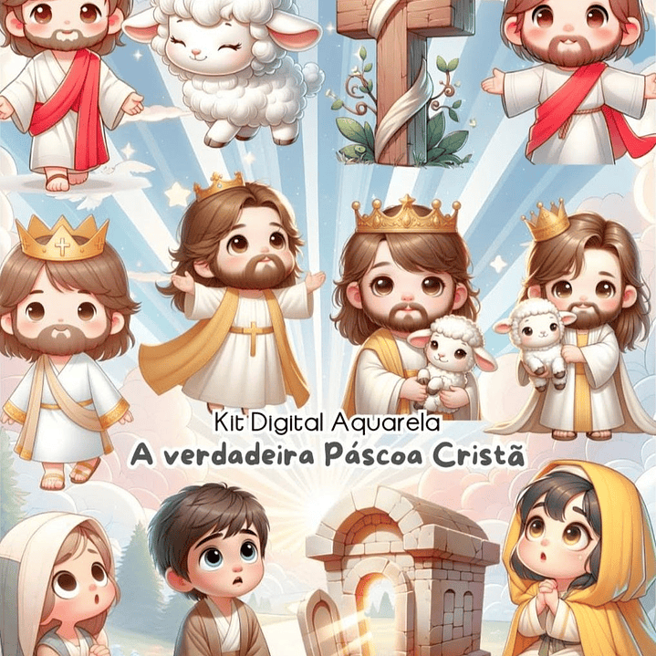 Kit Digital Páscoa Cristã Arquivo em Png  1