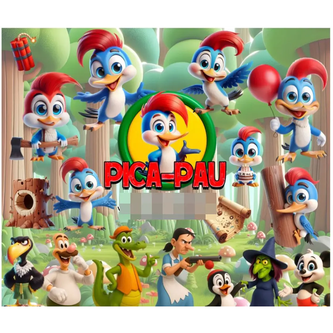 Kit Digital Pica Pau 3d Arquivo em Png  1