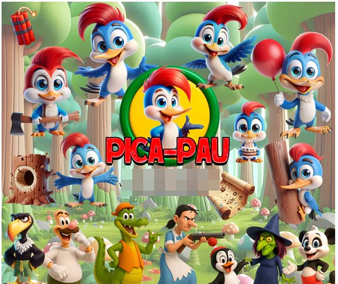 Kit Digital Pica Pau 3d Arquivo em Png 