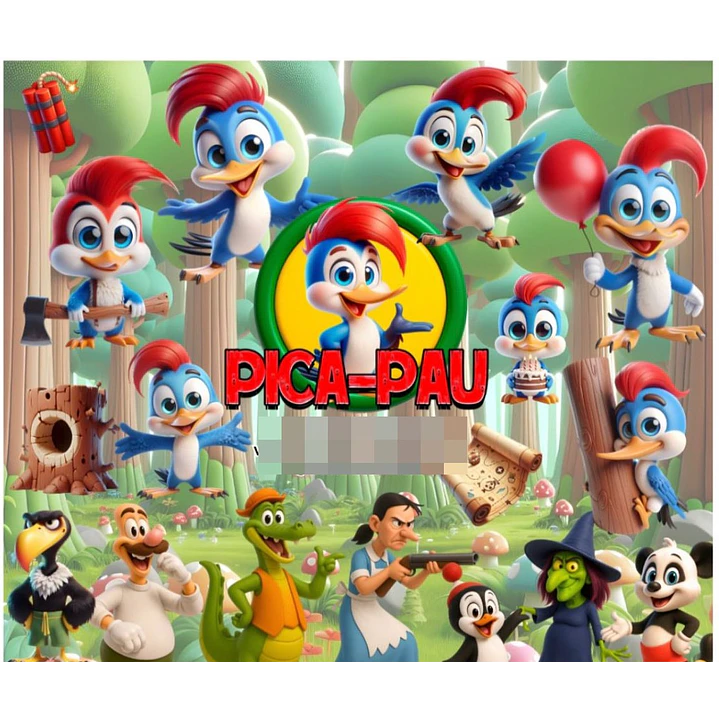 Kit Digital Pica Pau 3d Arquivo em Png  1