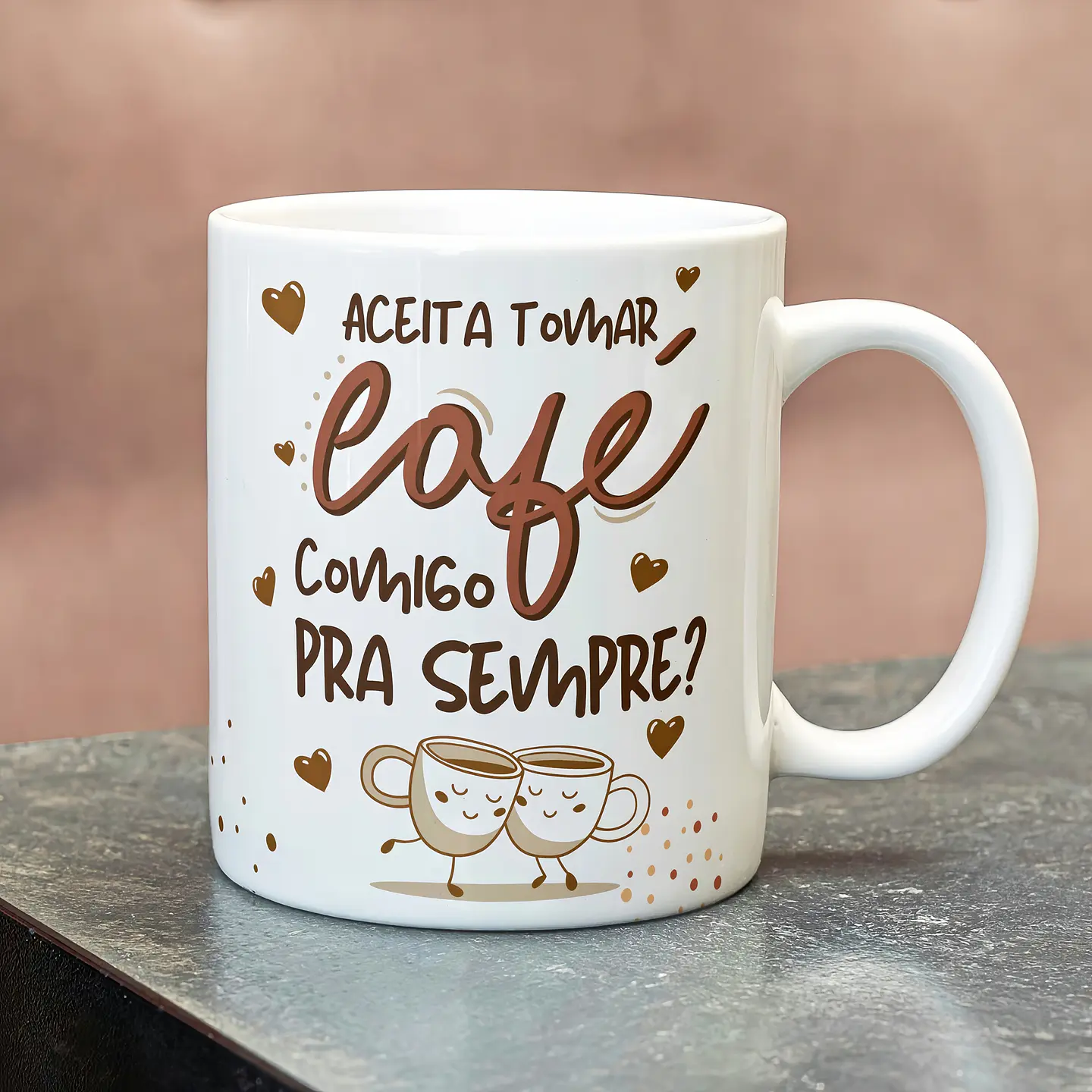 Artes Caneca Aceita tomar café comigo, pra sempre em Png  2