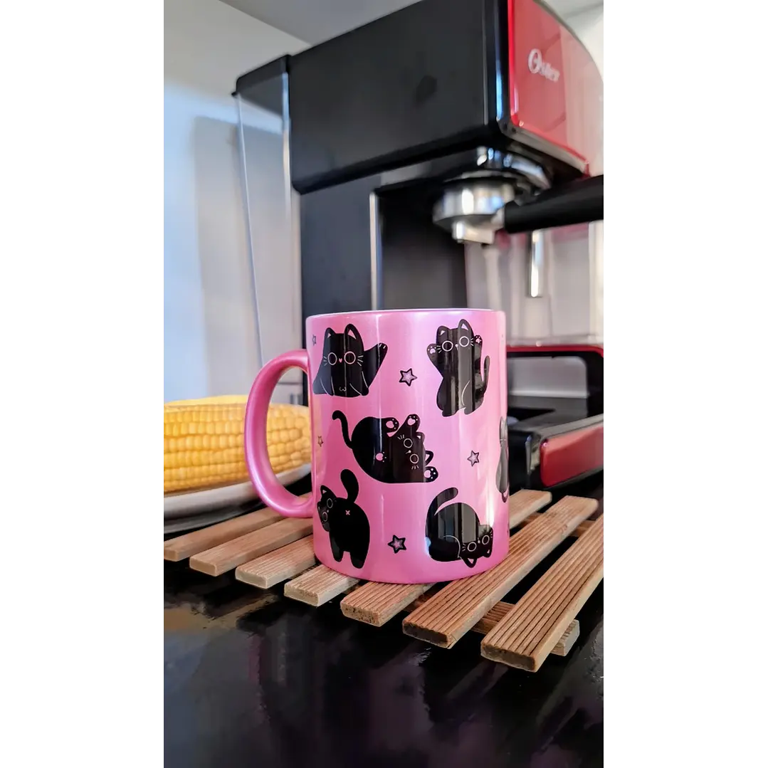 Artes Caneca Gatinho preto em Png 1