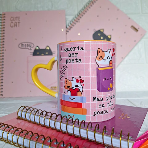 Artes Caneca Queria ser poeta, mas poeta não posso ser em Png
