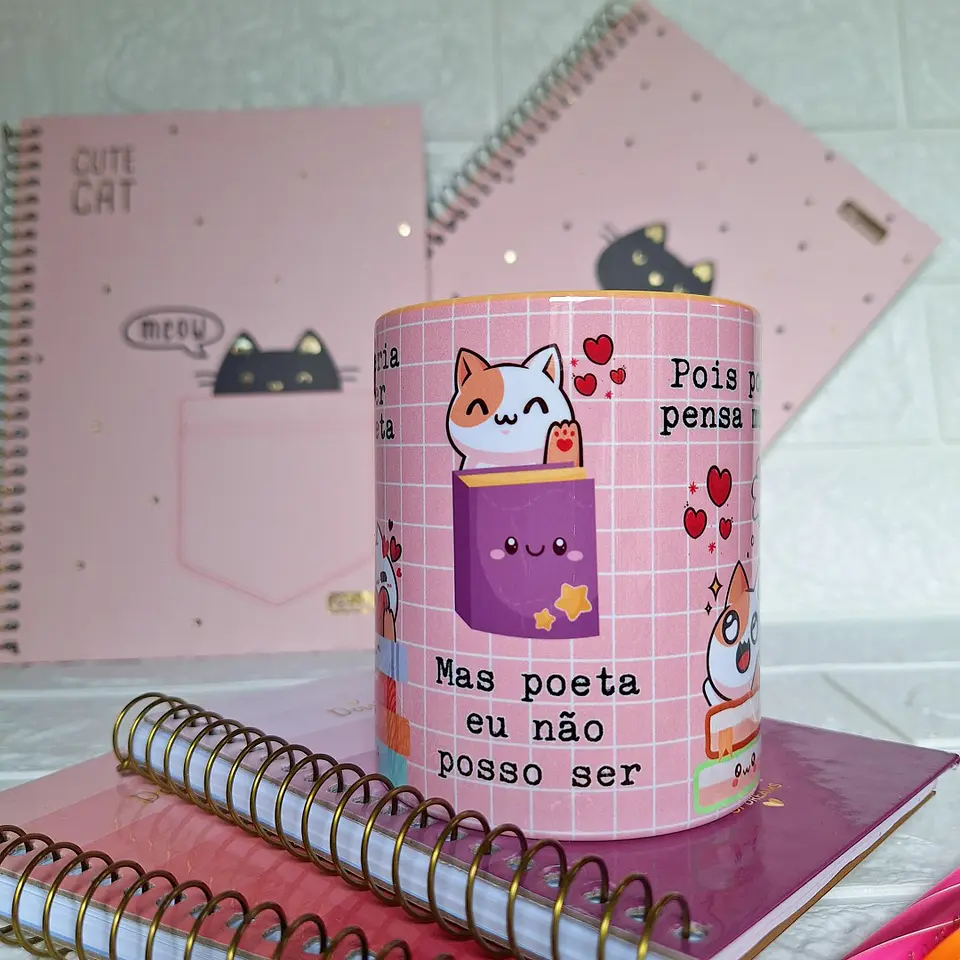 Artes Caneca Queria ser poeta, mas poeta não posso ser em Png 4
