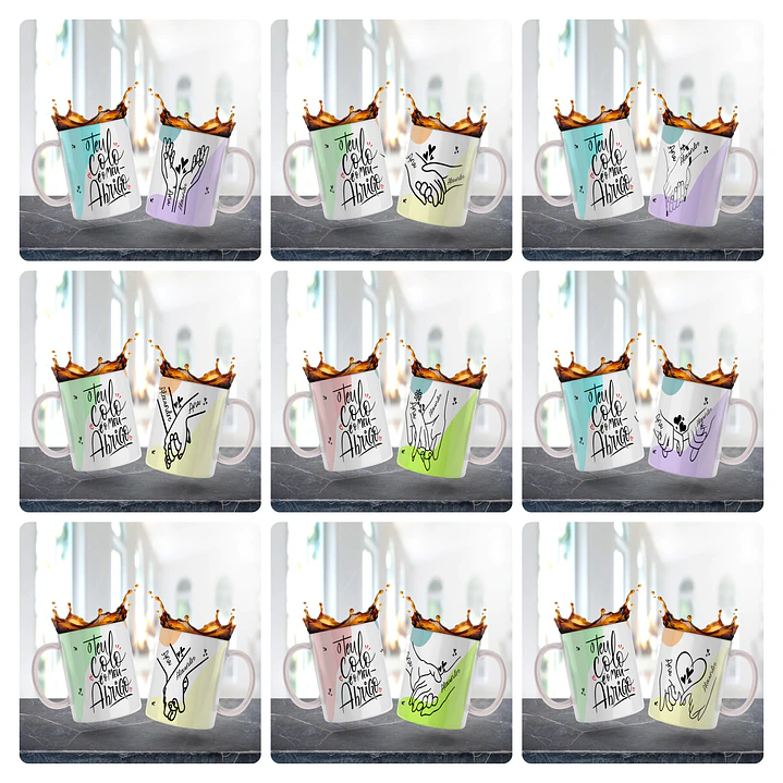 12 Artes para Caneca Dia dos Namorados de Mãos Dadas Arquivo Editável 1