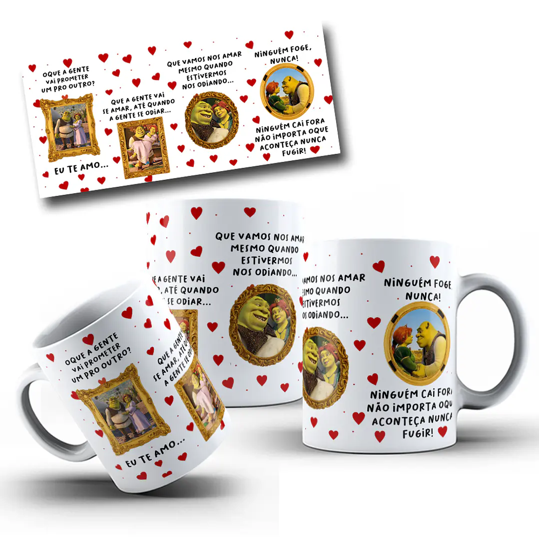 3 Artes Caneca O que a Gente Vai Prometer Um Para o Outro Shurek e Fiona Meu Ogro Arquivo em Jpg 1