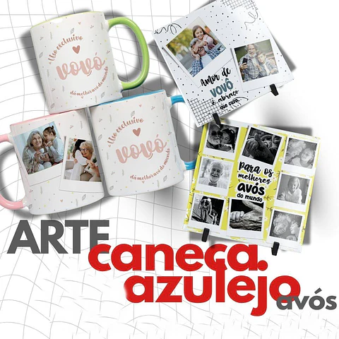 11 Artes para Caneca e Azulejo Dia dos Avós Arquivo Editável 