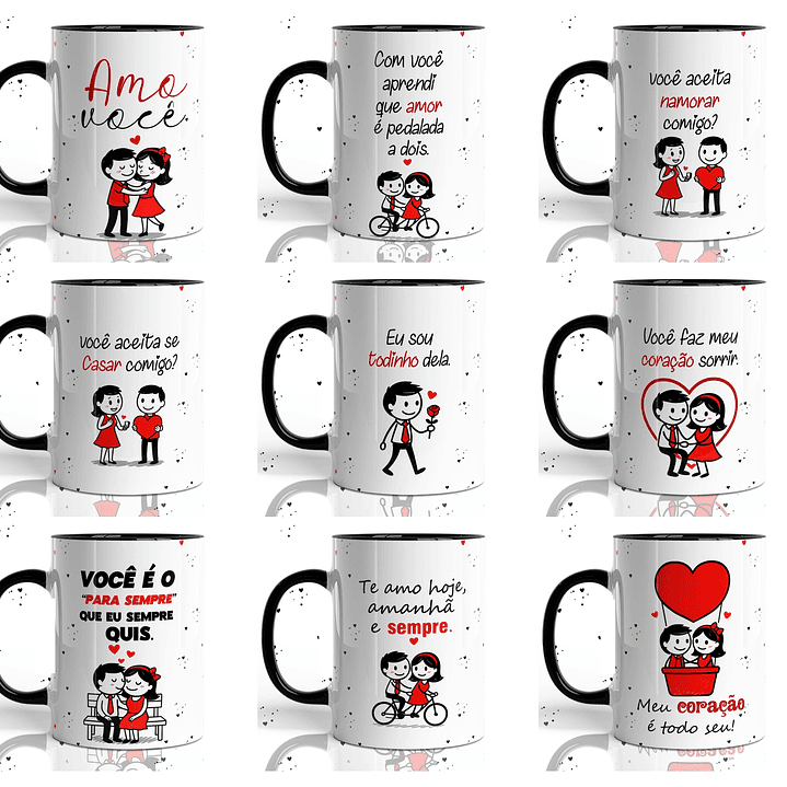 12 Artes para Caneca Dia dos Namorados Bonequinhos Apaixonados Minimalista Arquivo em Jpg 1