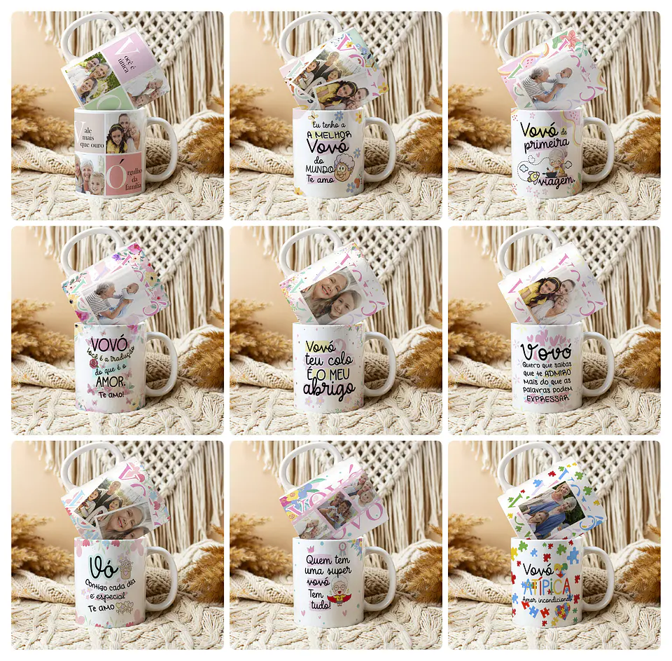 20 Artes para Caneca Dia dos Avós com Foto Arquivo Editável  1