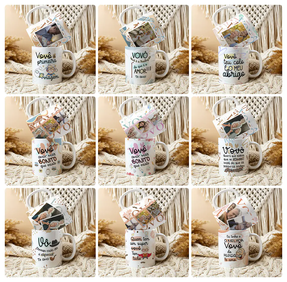 20 Artes para Caneca Dia dos Avós com Foto Arquivo Editável  2