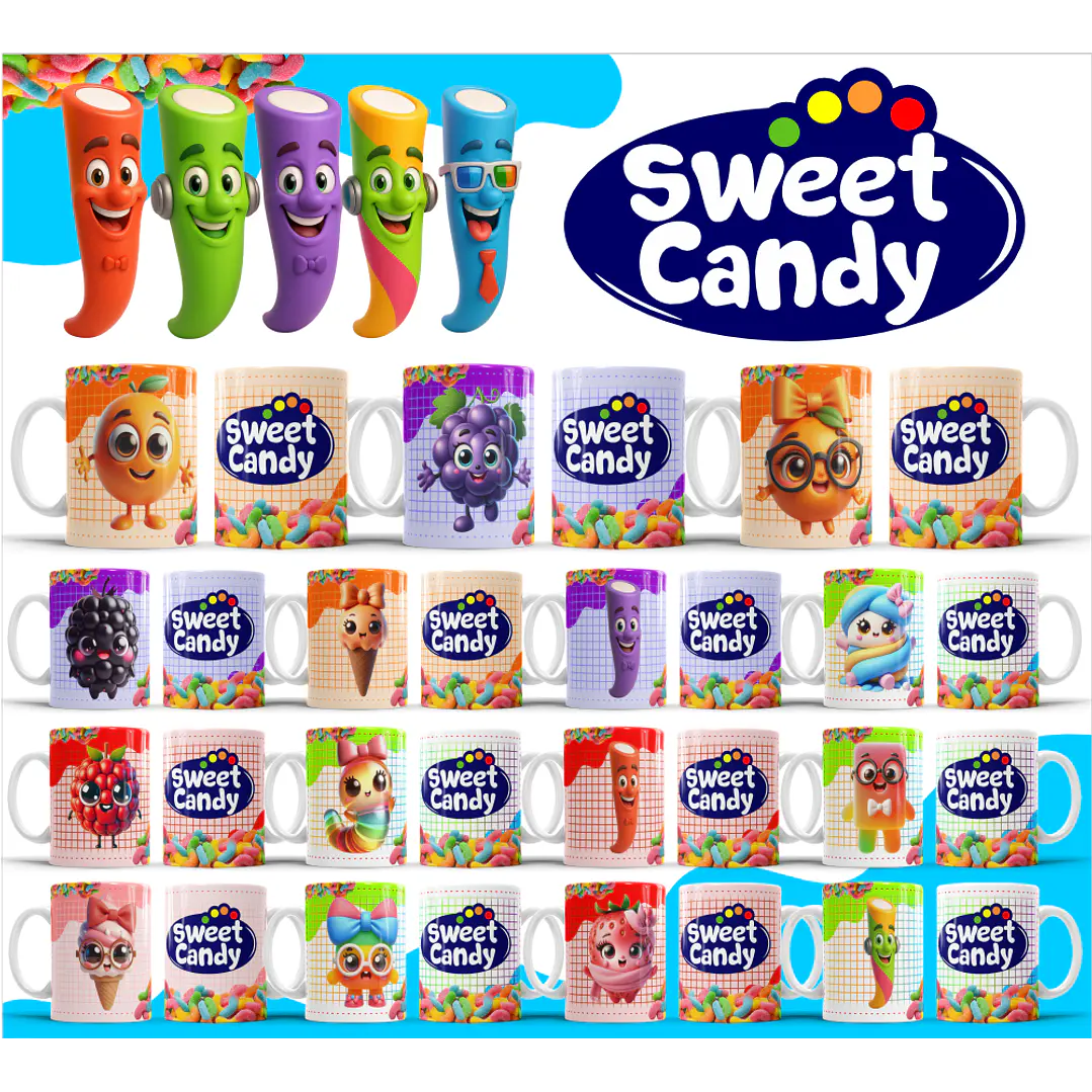 32 Artes para Caneca Sweet Candy Arquivo Editável 2