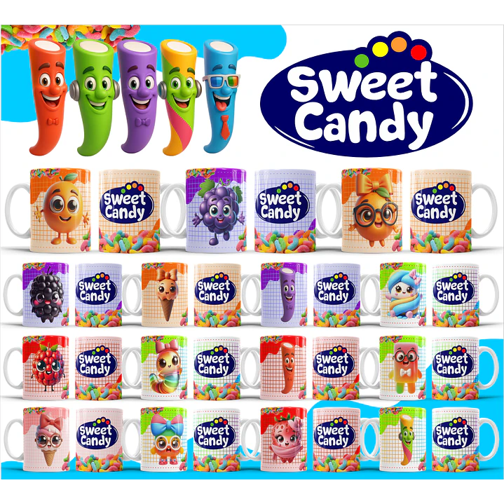 32 Artes para Caneca Sweet Candy Arquivo Editável 2