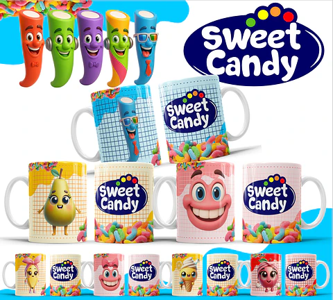 32 Artes para Caneca Sweet Candy Arquivo Editável