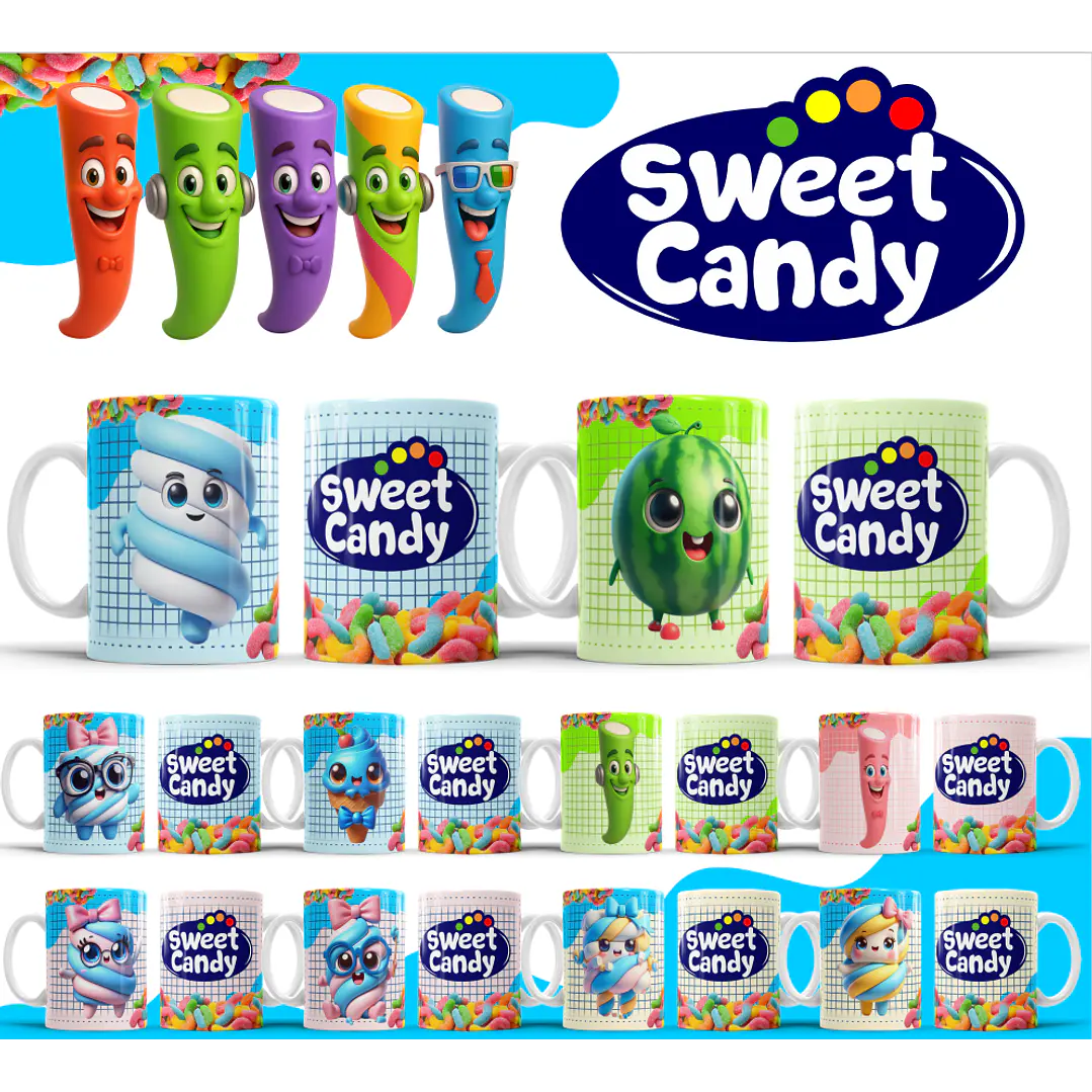 32 Artes para Caneca Sweet Candy Arquivo Editável 3