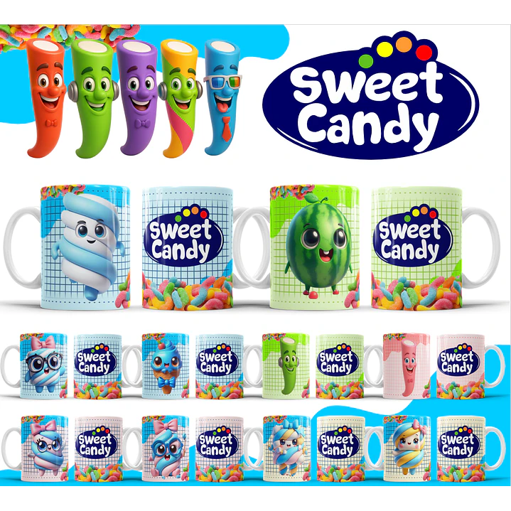32 Artes para Caneca Sweet Candy Arquivo Editável 3