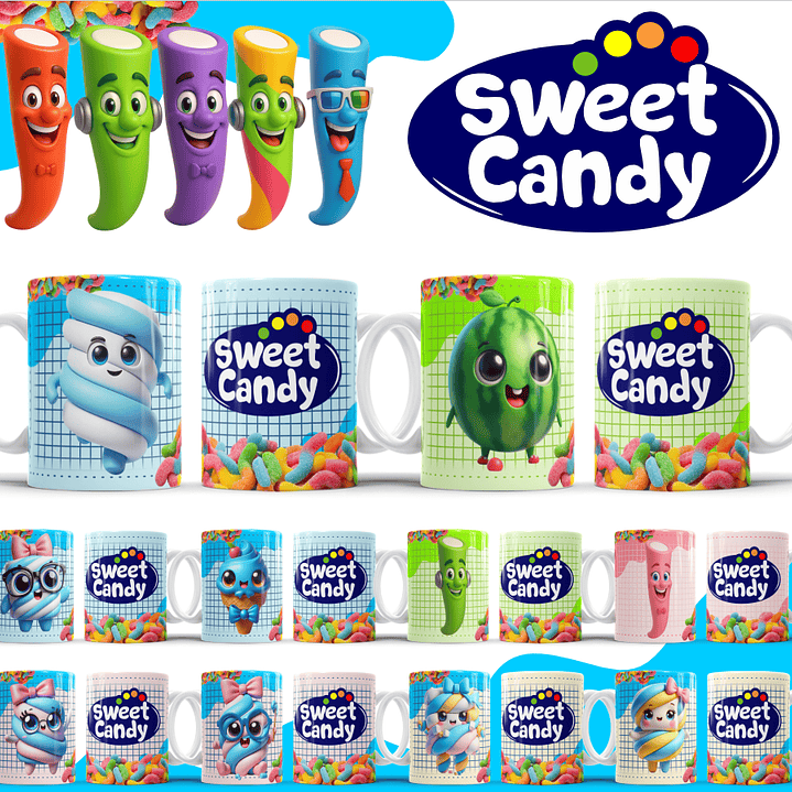 32 Artes para Caneca Sweet Candy Arquivo Editável 3