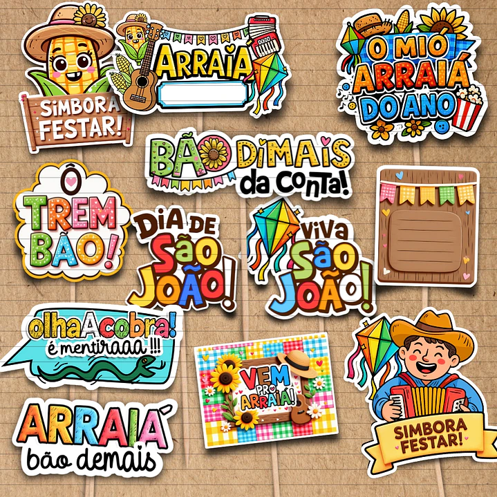 Arquivos Plaquinhas Toppers Festa Junina Arquivo em Png  2