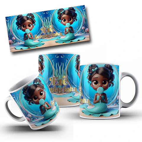 7 Artes para Caneca Orixás Erê Iemanjá Arquivo Editável 