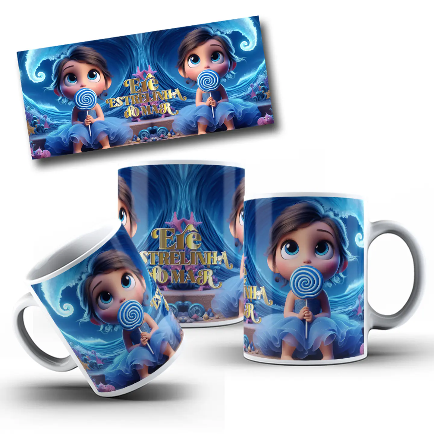 7 Artes para Caneca Orixás Erê Iemanjá Arquivo Editável  6