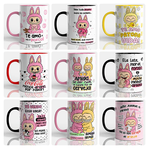 10 Artes para Caneca Labubu Amigas Arquivo em Png 