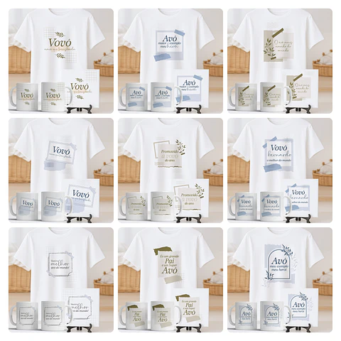 54 Artes para Caneca Camisa Azulejo Avós Arquivo Editável  