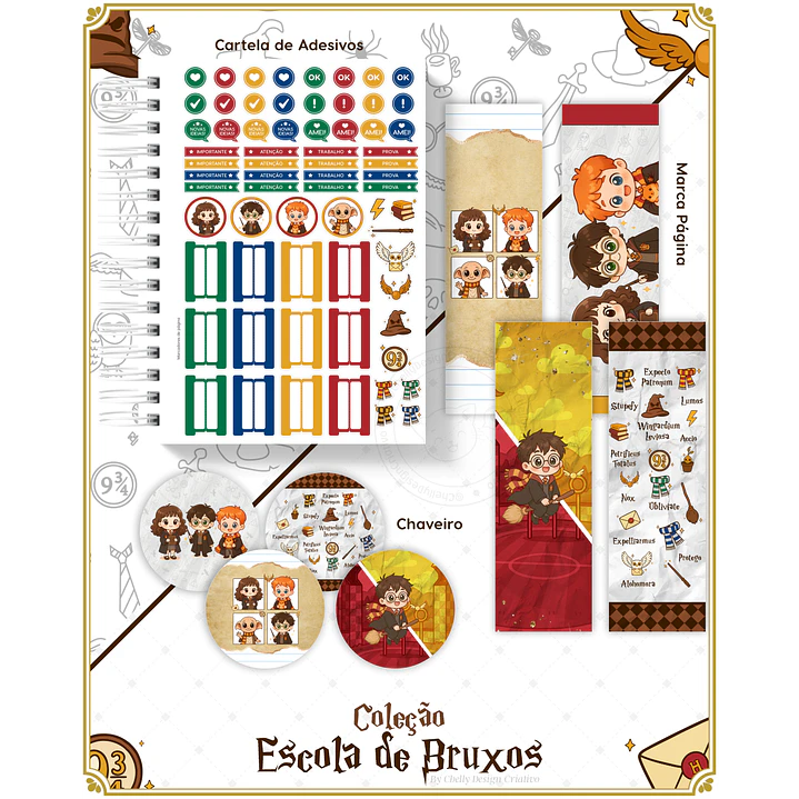 Arquivo Encadernação Herry Potter Coleção Escola de Bruxos Arquivo em Pdf  10