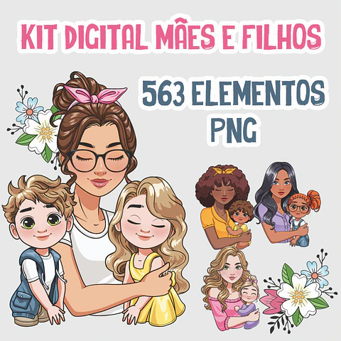 Kit Digital Dia das Mães Mãe e Filho Arquivo em Png 