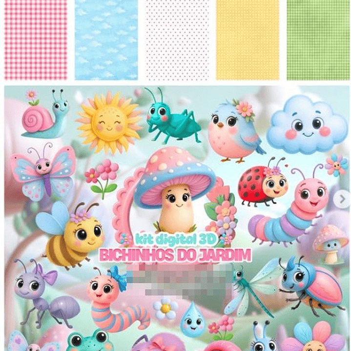 Kit Digital Bichinhos no Jardim em Png   1