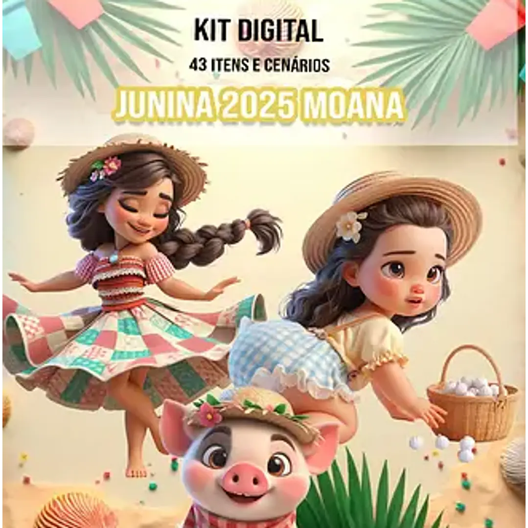Kit Digital Festa Junina Moana em Png   1