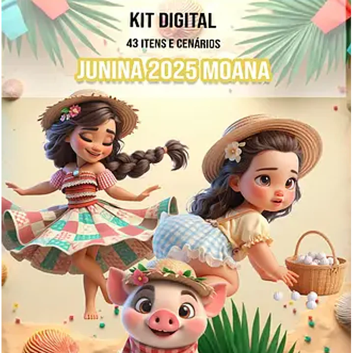 Kit Digital Festa Junina Moana em Png   1