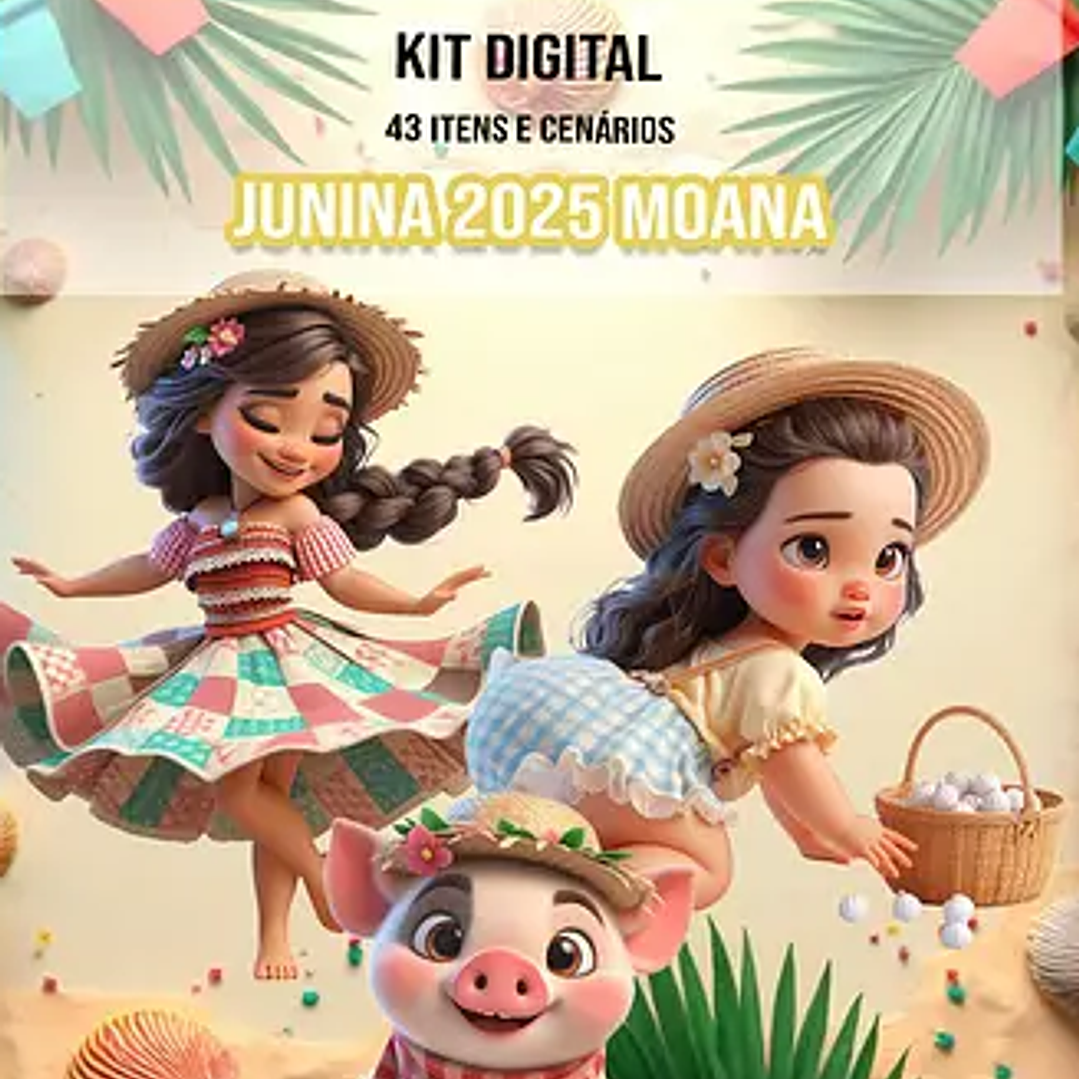 Kit Digital Festa Junina Moana em Png   1