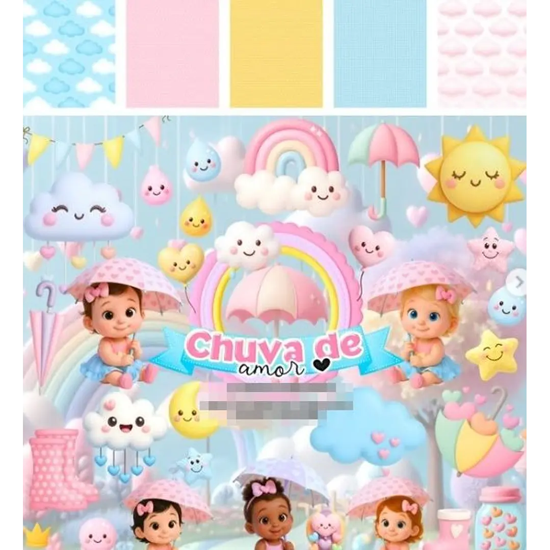 Kit Digital Chuva de Amor em Png 1