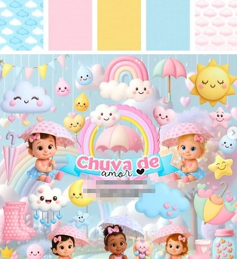 Kit Digital Chuva de Amor em Png